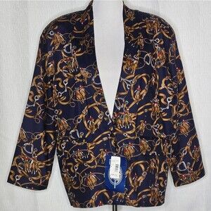 Miller's Harness Co Vintage Navy Blue Equestrian Single Button Cotton Blazer